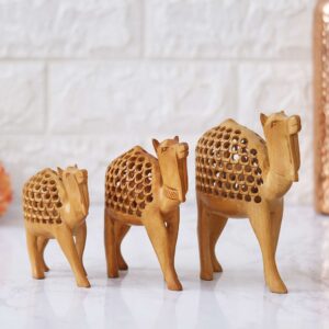 HastamAura Handcrafted Premium Wooden Camel Figurine