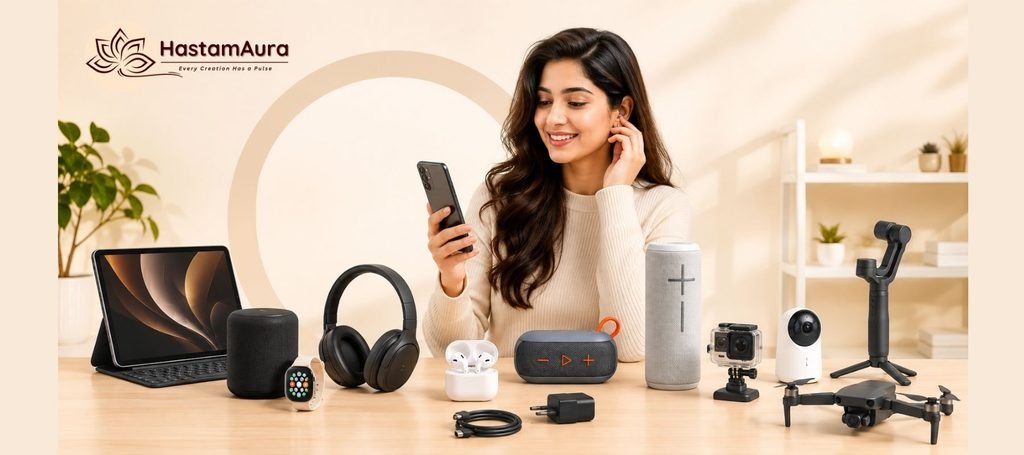 HastamAura Electronics & Gadgets modern tech products including smartphones, laptop, headphones, earbuds and smart devices