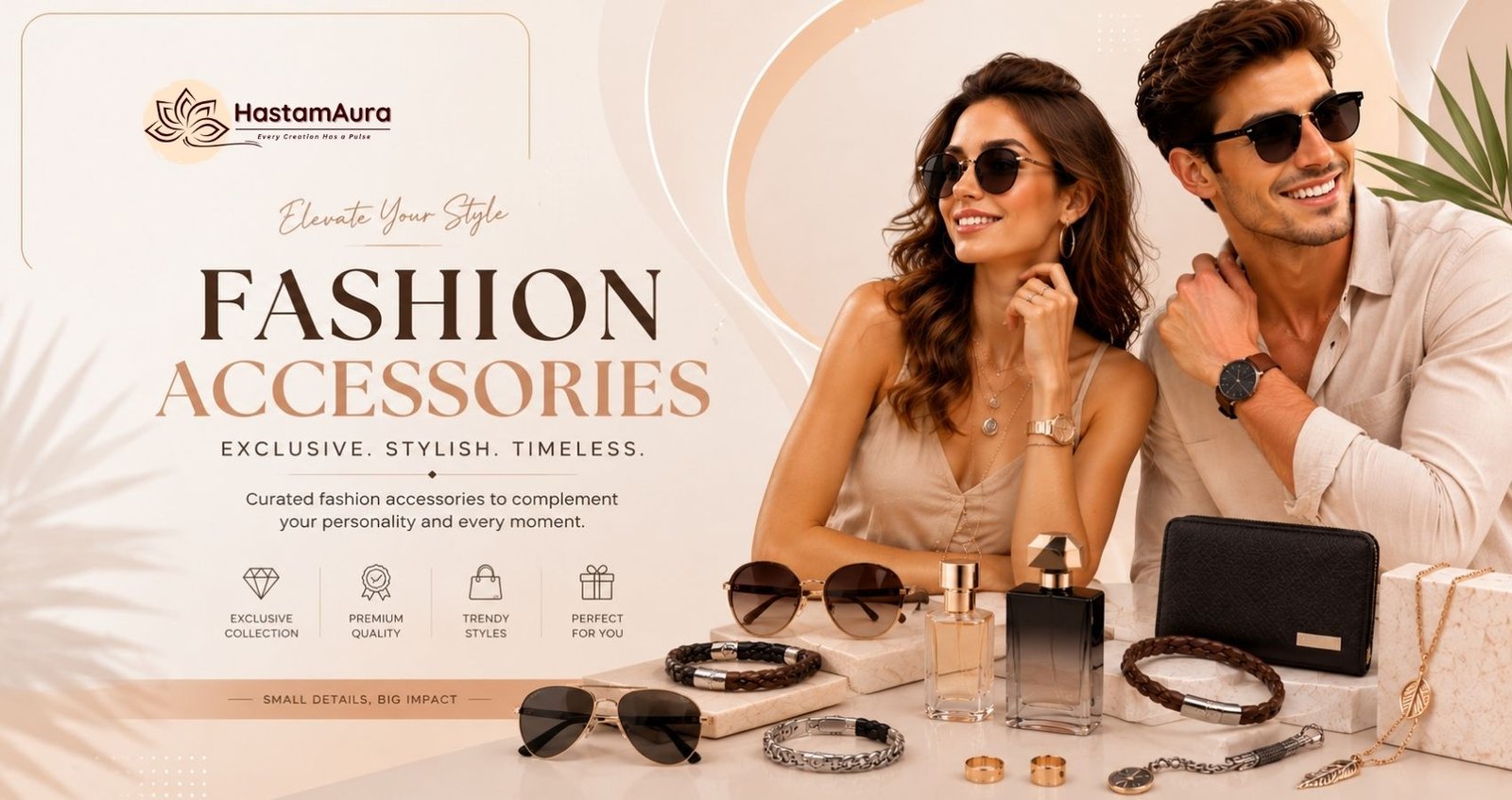 HastamAura Fashion accessories for men and women featuring sunglasses, watches, bracelets, necklaces, perfume and stylish accessories